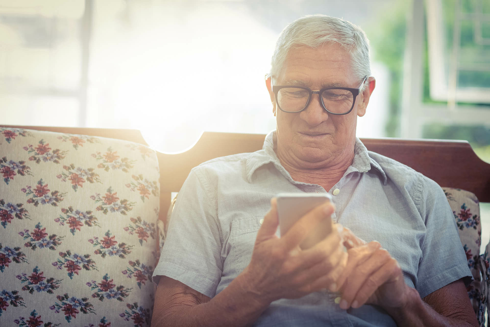 man researching senior living retirement communities